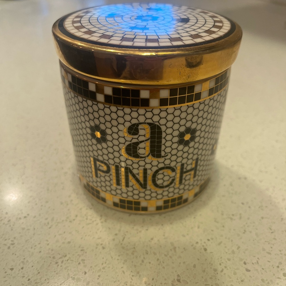 Anthropologie Gold and Black Mosaic Jar